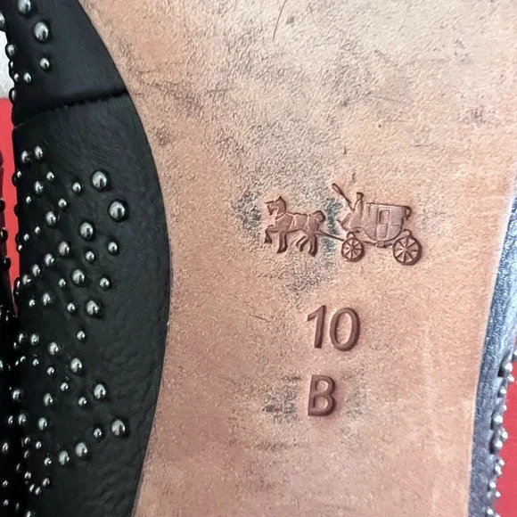 Coach black leather studded flats sz 10 🤩 - Picture 7 of 10